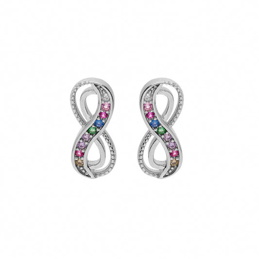 Boucles d'oreilles infinis en argent serties d'oz multicolores