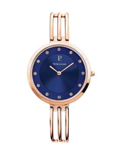 Montre Femme LIBERTY Cadran Bleu Bracelet Acier Doré rose