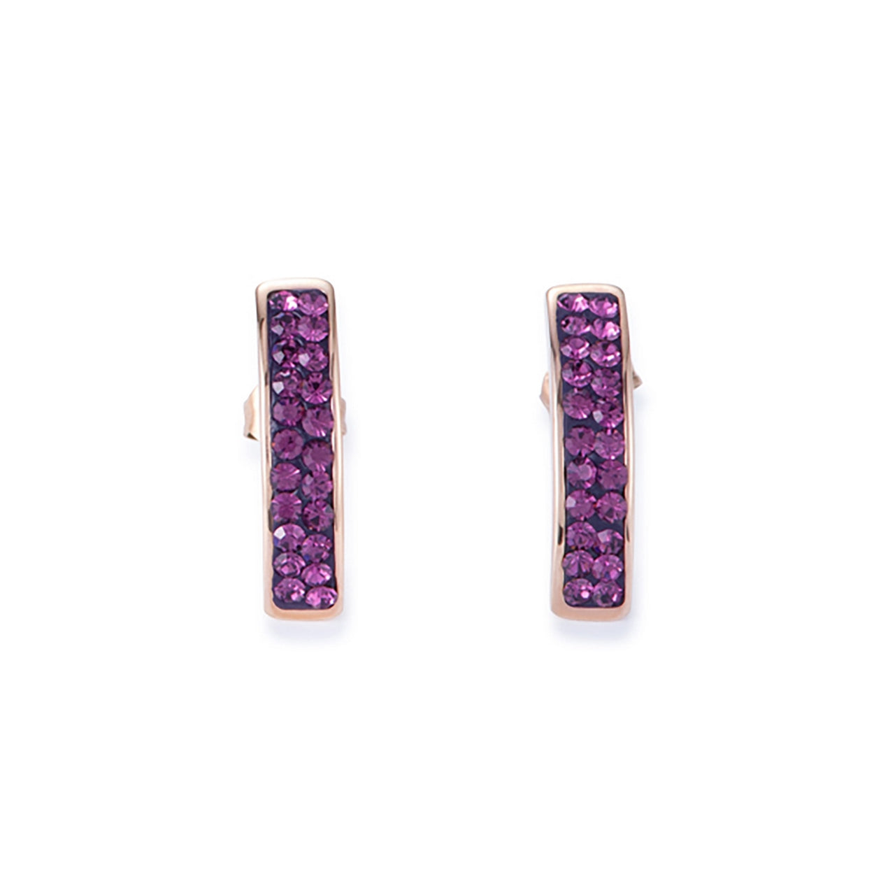 Boucles d'oreilles Coeur de lion en acier et oxydes de zirconium violets