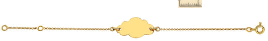 Bracelet identité bébé plaque nuage en or 18 carats