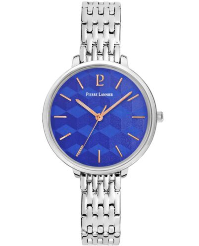 Montre MIRAGE Cadran Bleu Bracelet Acier Argenté