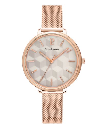 Montre MIRAGE Cadran Blanc Bracelet Acier Milanais Doré-rose