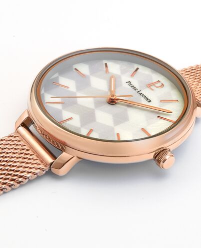 Montre MIRAGE Cadran Blanc Bracelet Acier Milanais Doré-rose