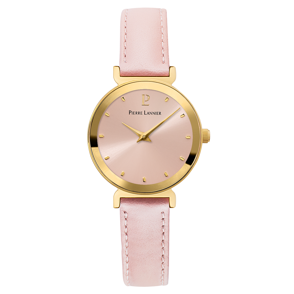 Montre Femme LIGNE PURE Cadran Rose Bracelet Cuir Rose