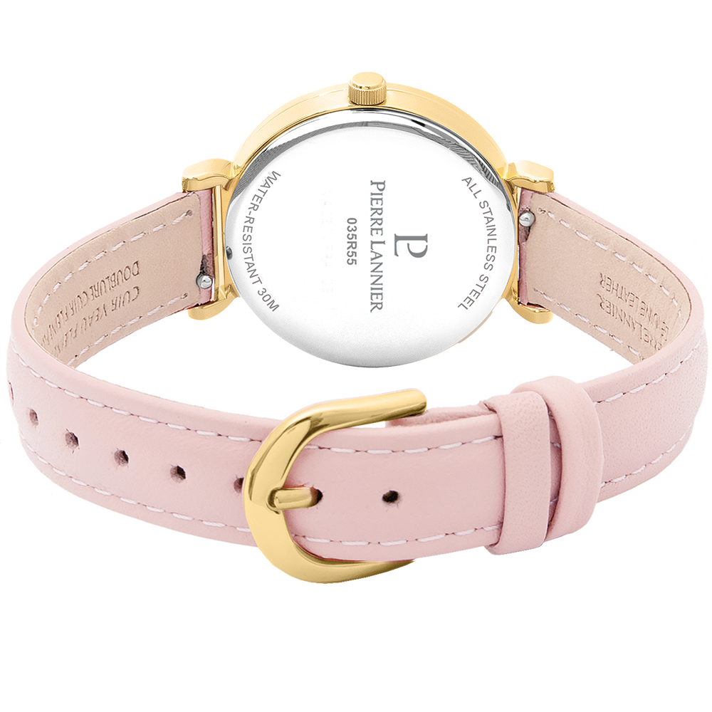 Montre Femme LIGNE PURE Cadran Rose Bracelet Cuir Rose