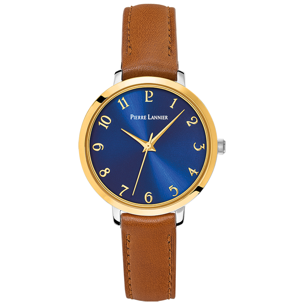 Montre Femme CHOUQUETTE Cadran Bleu Bracelet Cuir Brun