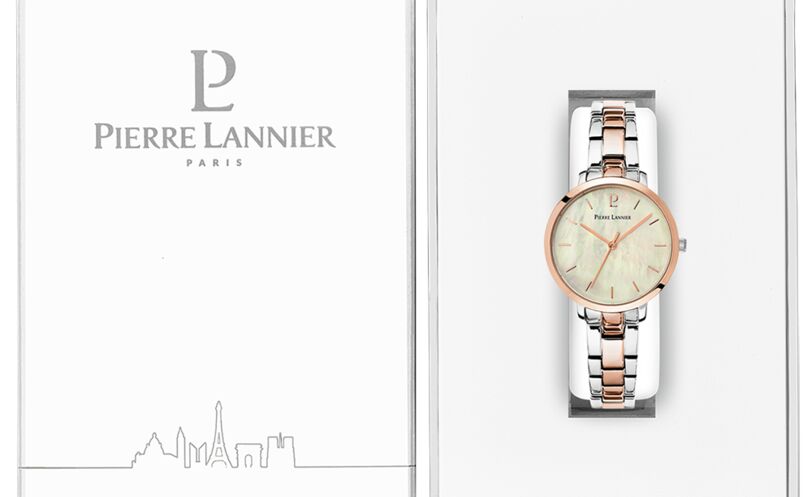 Montre PIERRE LANNIER AURA Cadran Blanc Bracelet Acier Bicolore