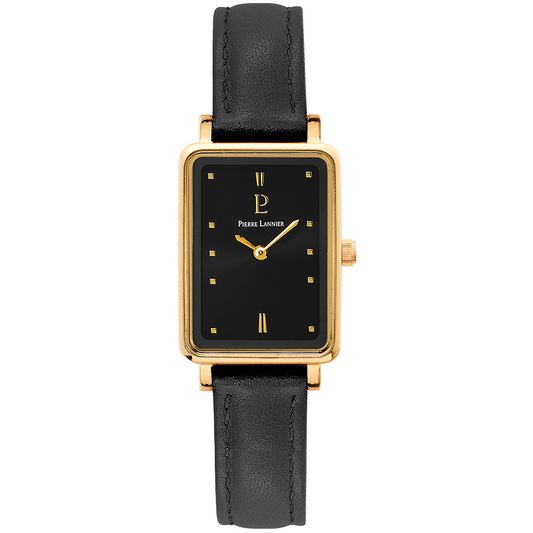 Montre Femme ARIANE Cadran Noir Bracelet Cuir Noir