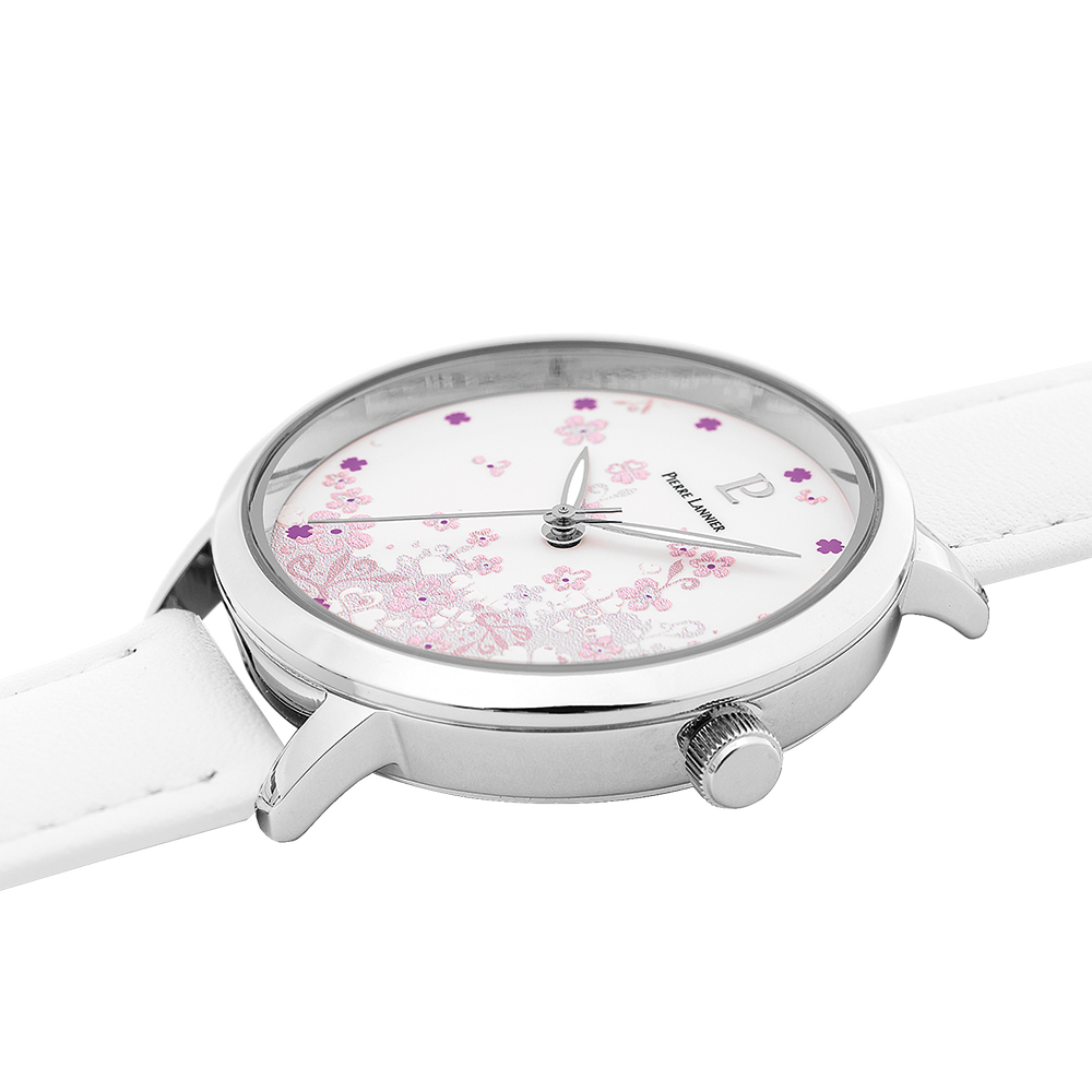 Montre Femme TALLIA Cadran Blanc Bracelet Cuir Blanc