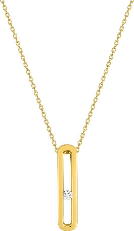 Collier en plaqué or jaune 18 carats avec pendentif ovale serti d'un oz