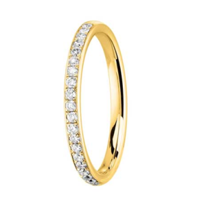 Alliance or jaune 18 carats sertie de diamants