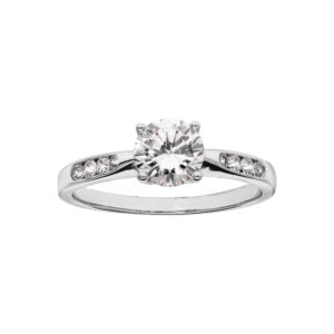 Bague argent solitaire accompagné (grande taille)