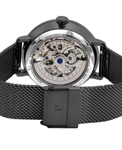 Montre EOLIA Cadran Noir Bracelet Acier Milanais Gris