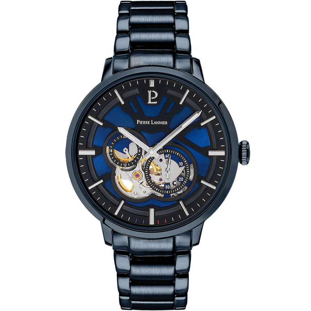 Montre Homme TRIO Cadran Bleu Bracelet Acier Bleu