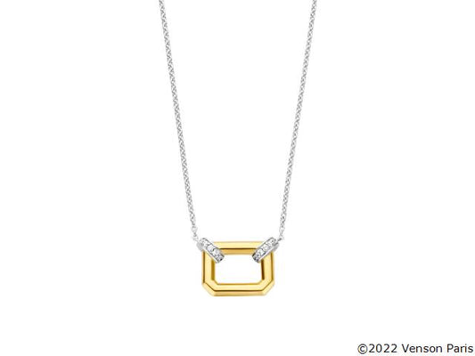 Collier Ti Sento en argent,rectangle doré