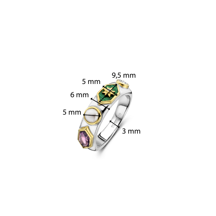 Bague Ti Sento en argent bicolore sertie de pierres