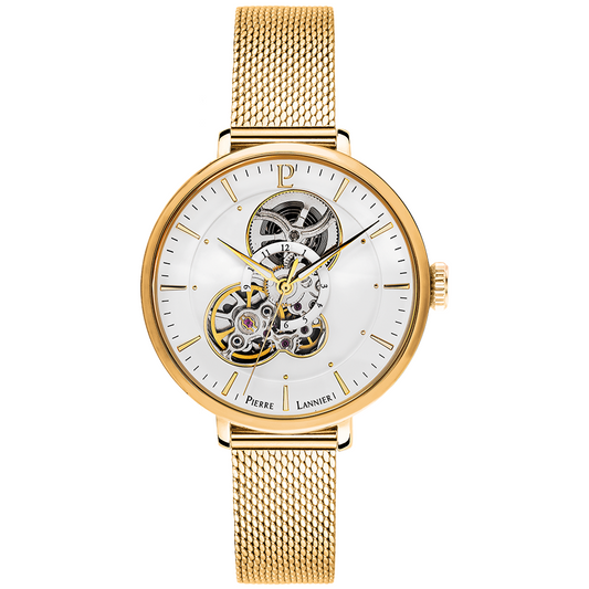 Montre Femme MELODIE Cadran Blanc Bracelet Acier milanais Doré