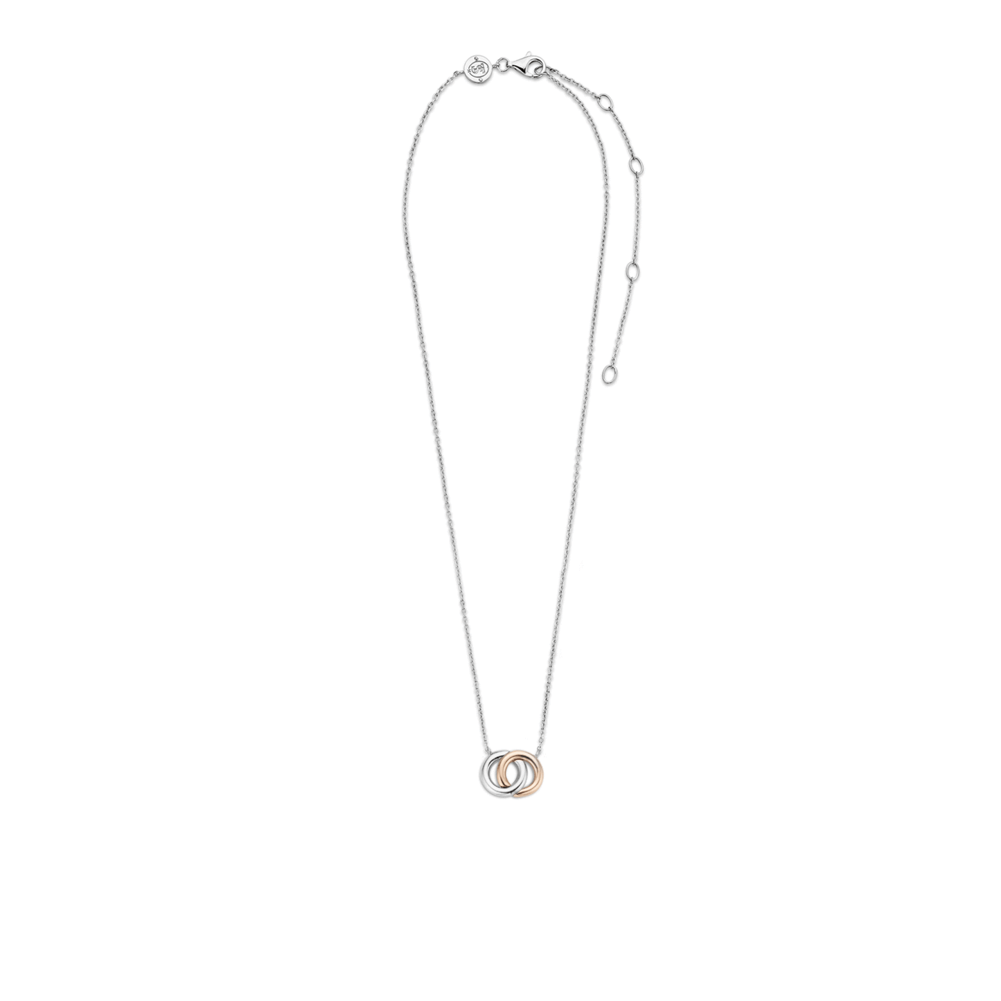 Collier en argent anneau entrelacé bicolore