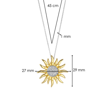 Collier en argent et argent doré soleil serti d'oxydes de zirconium