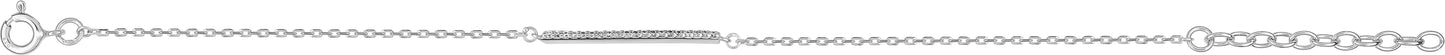 Bracelet en argent avec barrette sertie d'oxyde de zirconium