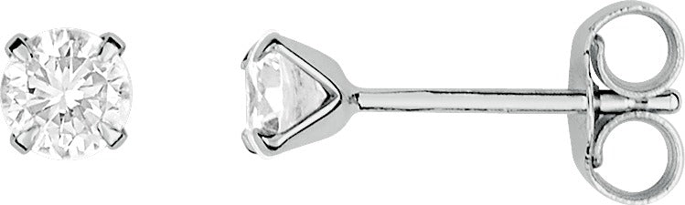 Boucles d'oreilles or blanc et oxyde de zirconium (3.5mm)