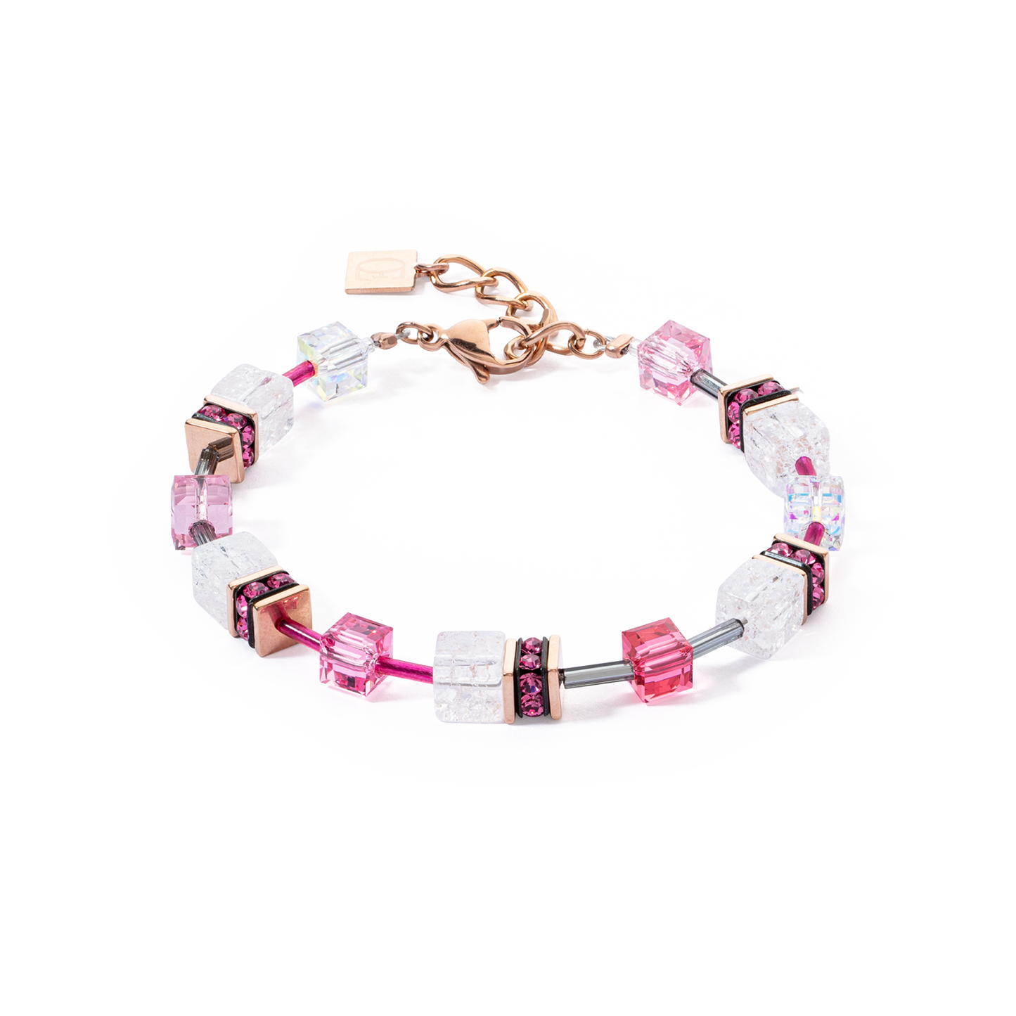 Bracelet GeoCUBE® Iconic Nature rose vif blanc