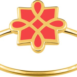 Bague or jaune et laque corail