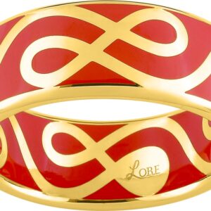 Bague or jaune et laque rouge corail