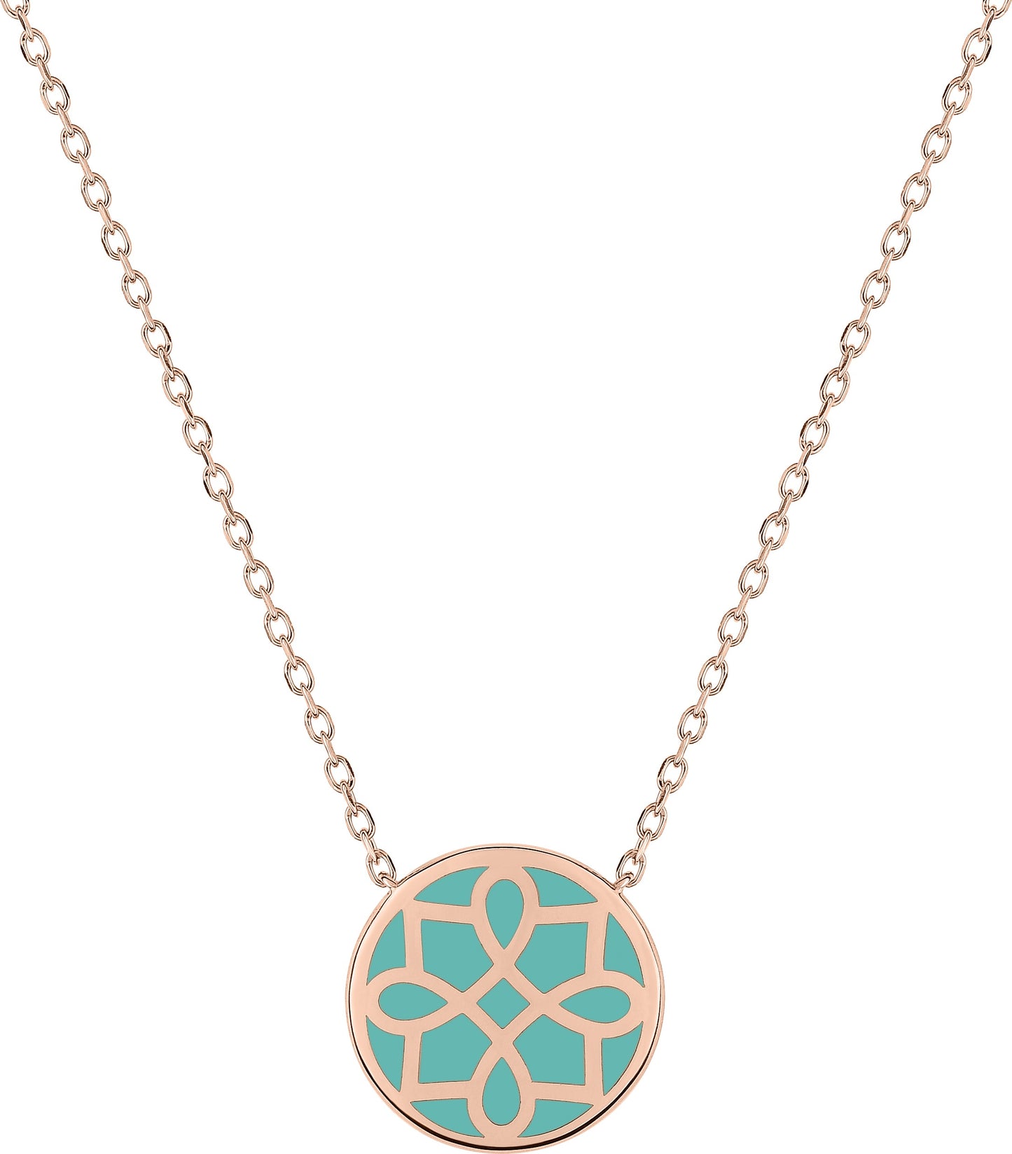 COLLIER EN OR rose ET LAQUE verte