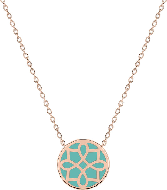 COLLIER EN OR rose ET LAQUE verte