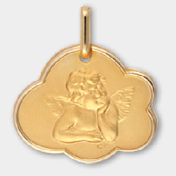 Médaille nuage ange en or jaune