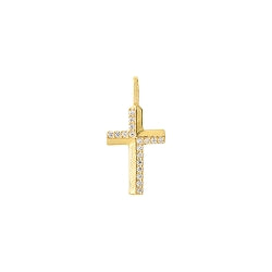 Croix en or jaune 9 carats avec oxydes de zirconium