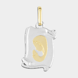 Médaille vierge marie en or jaune et blanc