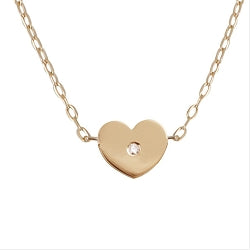 Collier en or jaune 9 carats avec pampille coeur sertie d'un diamant de 0.02ct