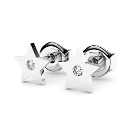 Boucles d'oreilles étoiles or gris et diamants