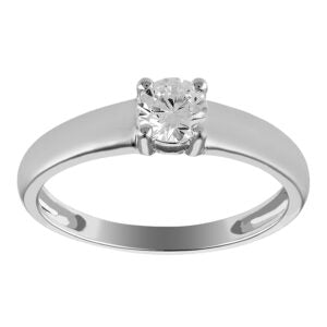 Bague solitaire or blanc sertie d'un oxyde de zirconium