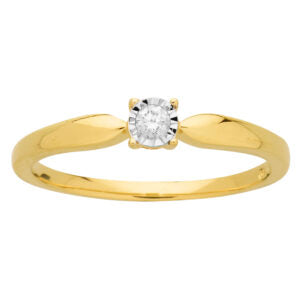 BAGUE EN OR JAUNE 9 CARATS SERTIE D'UN DIAMANT