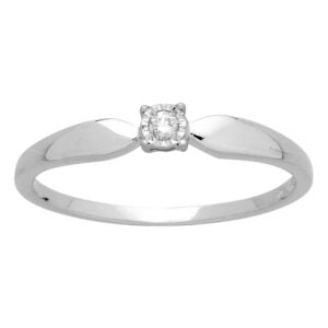 BAGUE EN OR BLANC 9 CARATS SERTIE D'UN DIAMANT