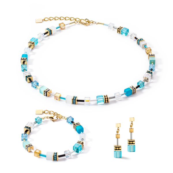 Boucles d'oreilles GeoCUBE®  Iconic doré turquoise