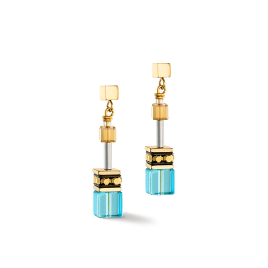 Boucles d'oreilles GeoCUBE®  Iconic doré turquoise