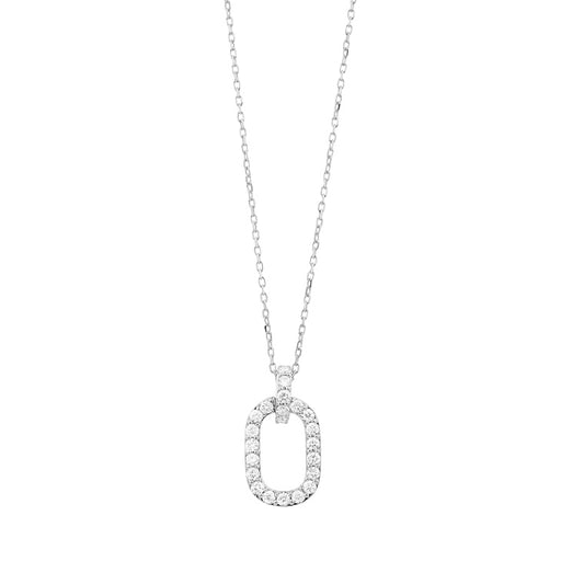 Collier facette avec pendentif oval serti de diamants 0.38 ct