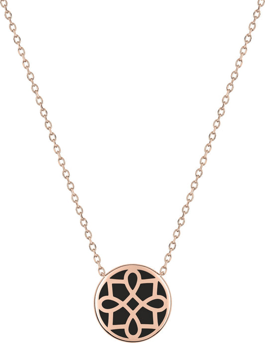 COLLIER EN OR ROSE ET LAQUE NOIRE