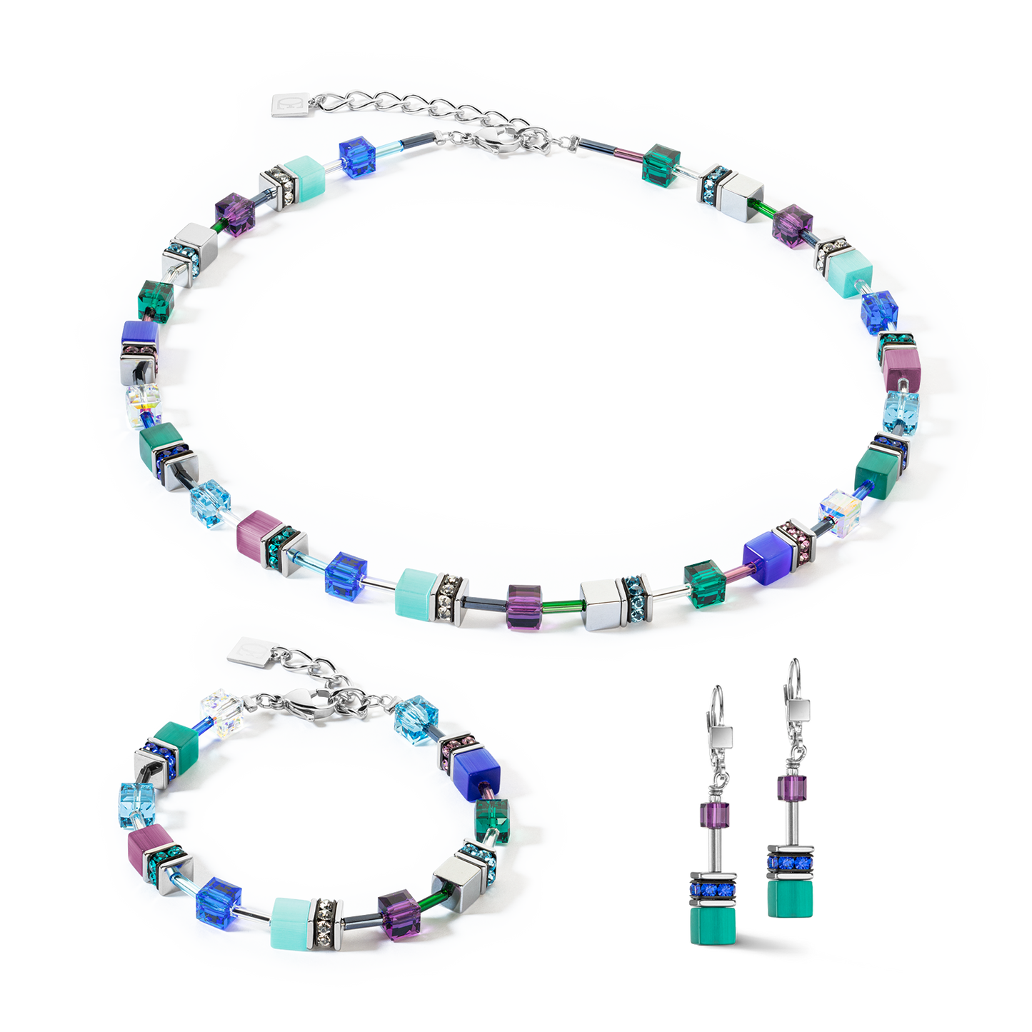 Collier GeoCUBE® Iconic turquoise mauve