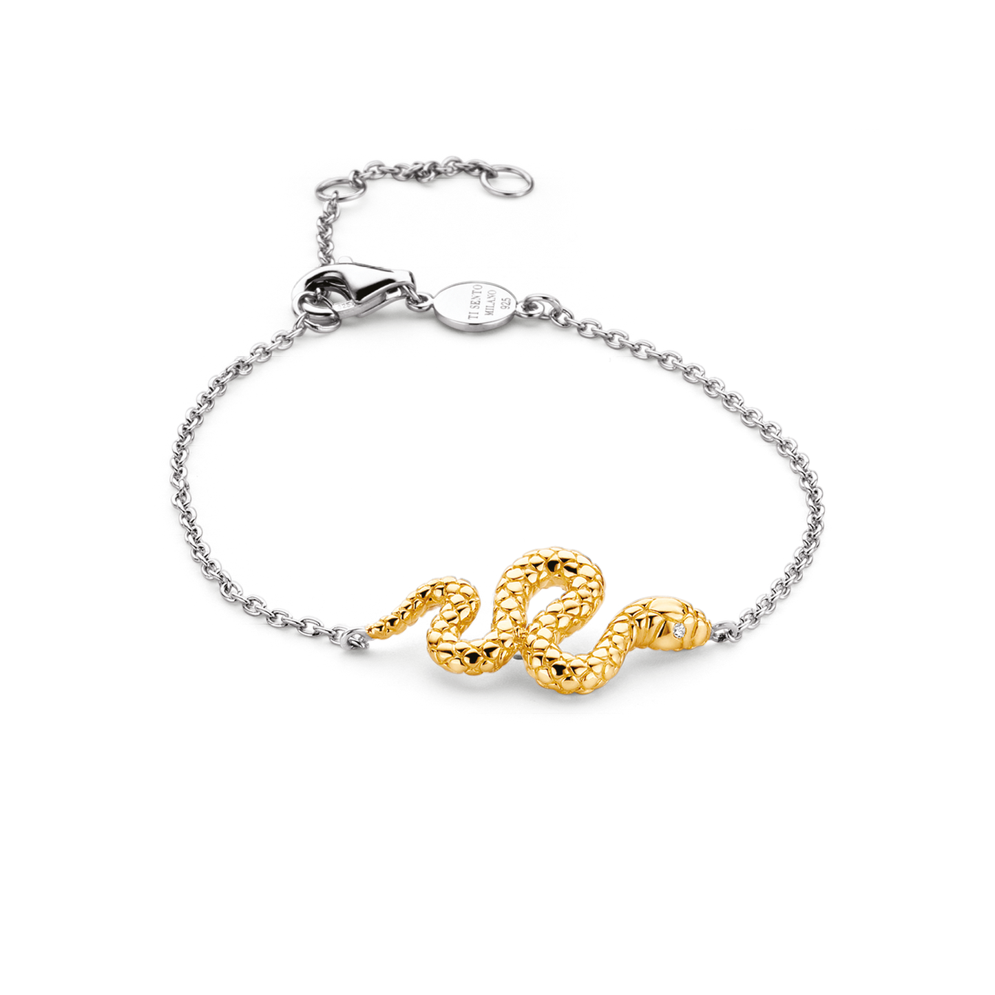 Bracelet en argent avec serpent doré