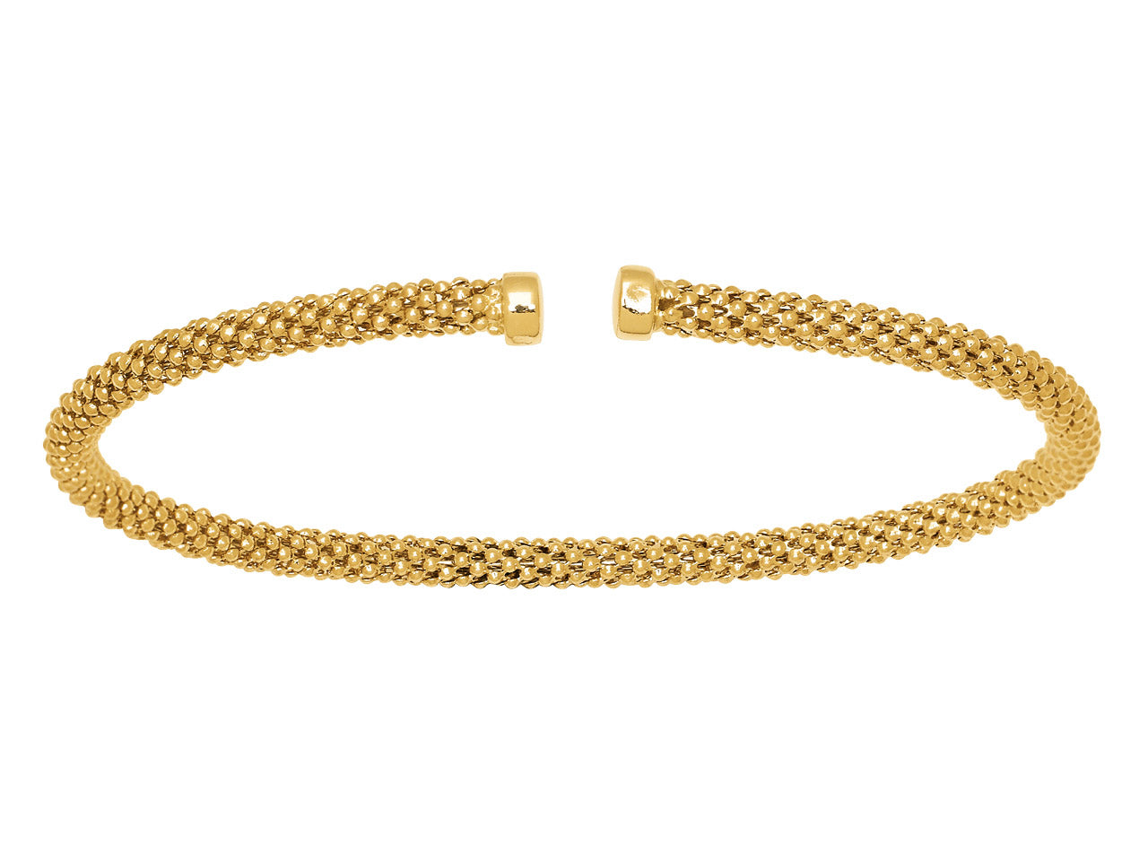 Bracelet Pop corn rigide ouvert 3,30 mm, 45 x 58 mm, Or jaune 18k