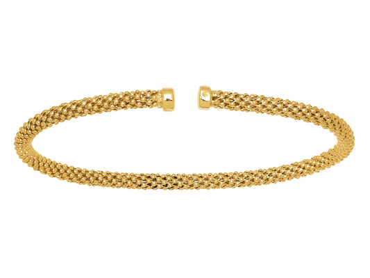 Bracelet Pop corn rigide ouvert 3,30 mm, 45 x 58 mm, Or jaune 18k