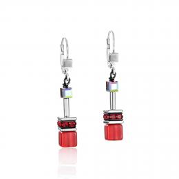 Boucles d'oreilles cubes rouges Coeur de lion