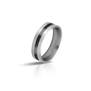 Bague Acier APOLLO 6mm Acier satiné/Carbone Noir