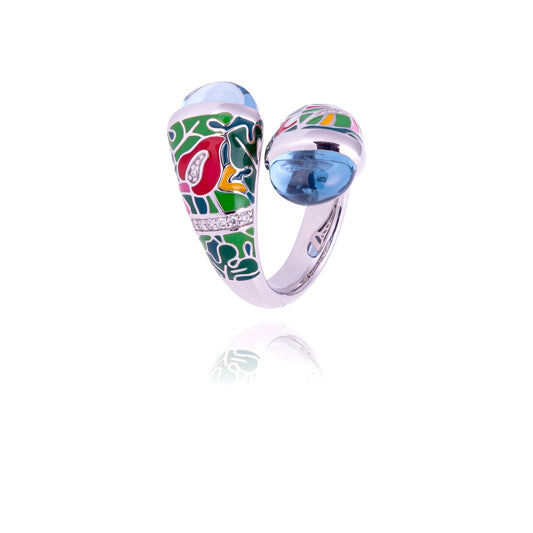 Bague Una storia argent motif Jungle