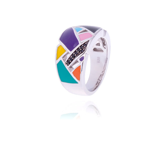 Bague Una storia argent patchwork Art abstrait